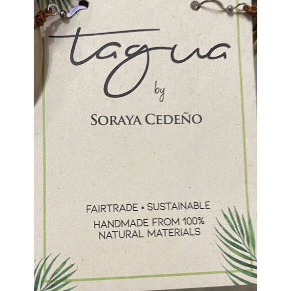 NWT Handmade Fairtrade Natural Material Tagua Nut Earrings 2.5" Drop Dangle - Picture 3 of 4